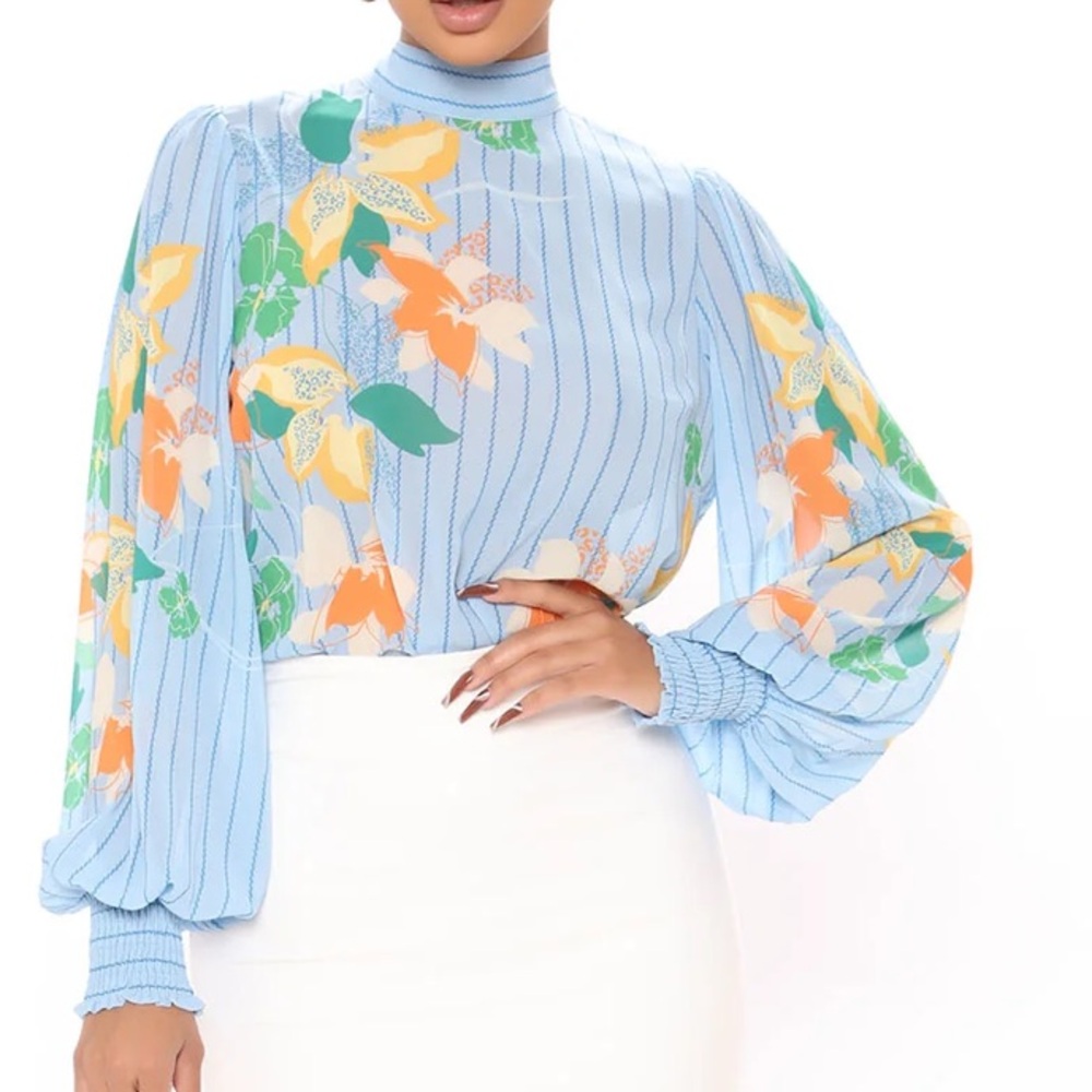 Kathleen Floral Top - Blue